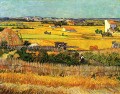 Harvest at La Crau with Montmajour in the Background Vincent van Gogh scenery